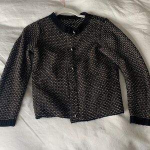 Massimo Dutti Black and Tan Knit Cardigan Sweater